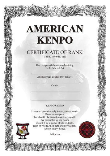 certificate martial arts