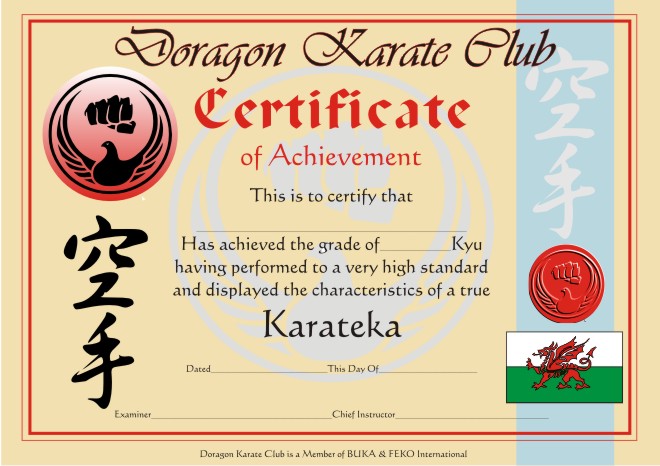 Martial arts Certificate