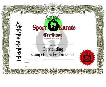 certificate karate